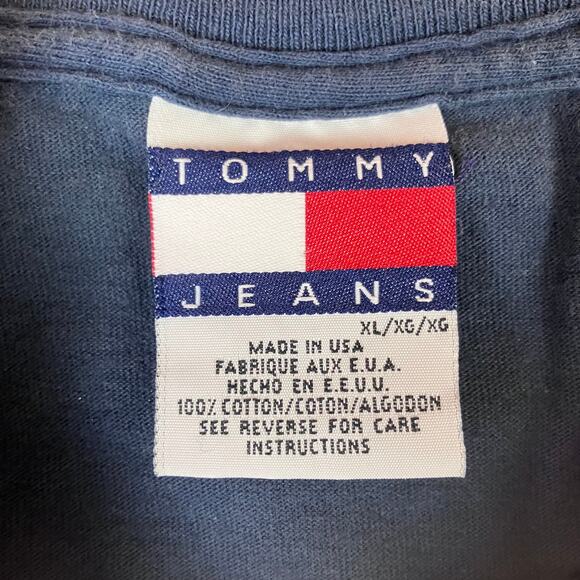 Vintage 1990s Tommy Hilfiger Jeans Flag Logo Spell Out T-shirt - Picture 4 of 5